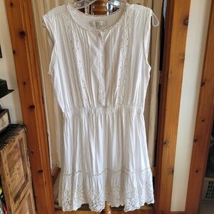 LOFT White Lace Dress, M